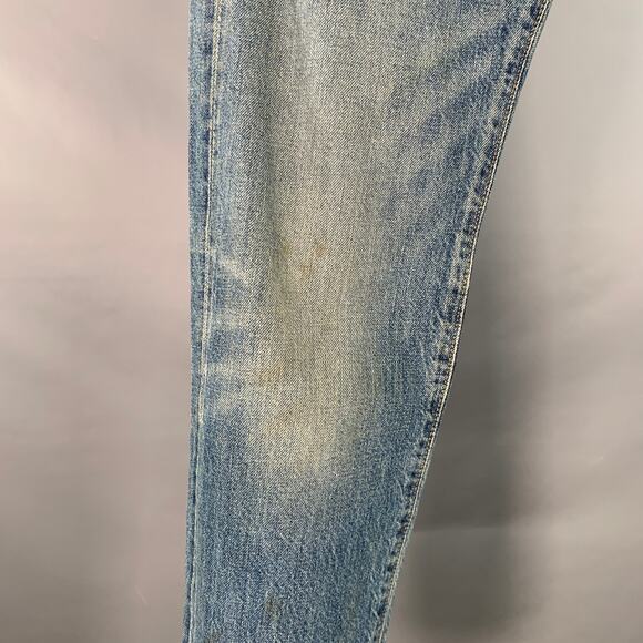 RRL by RALPH LAUREN Size 29 Blue Cotton Distressed Straight Button Fly Jeans - Picture 7 of 10